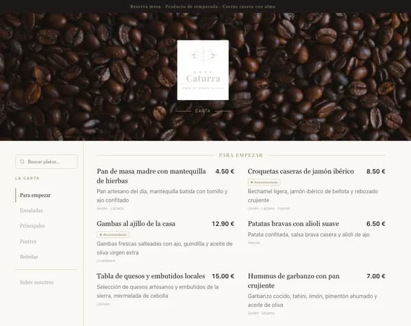 elegant template — Casa Caturra example