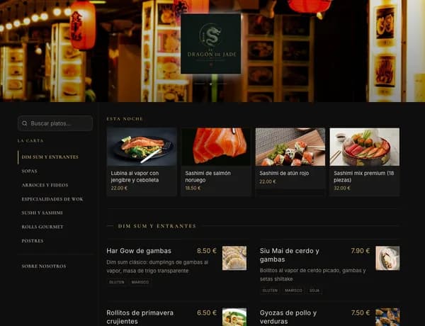 noir template — Digital menu and reservations example